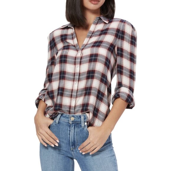 NWT Women's Paige L/S Enid Plaid Snap-Front Shirt Sz Large - Picture 1 of 12